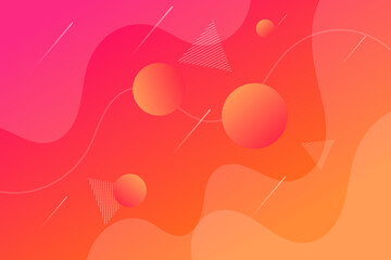 abstract yellow to pink gradient color background. Design with liquid shape and circle