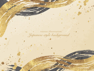Fototapeta 流動的なゴールドの筆線画の背景 obraz