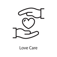 Love Care Vector Outline Icon Design illustration. Love Symbol on White background EPS 10 File