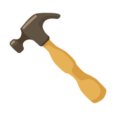 double ended hammer with nail puller, cartoon illustration. Building tools or service. Trowel, hummer, screwdriver, rule isolated on white background