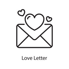 Love Letter Vector Outline Icon Design illustration. Love Symbol on White background EPS 10 File