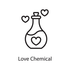 Love Chemical Vector Outline Icon Design illustration. Love Symbol on White background EPS 10 File