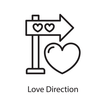 Love Direction Vector Outline Icon Design illustration. Love Symbol on White background EPS 10 File