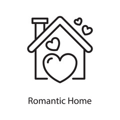 Romantic Home Vector Outline Icon Design illustration. Love Symbol on White background EPS 10 File