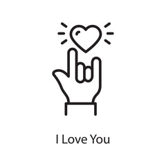 I Love You Vector Outline Icon Design illustration. Love Symbol on White background EPS 10 File
