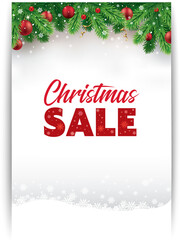 Christmas sale banner with traditional decorations	
