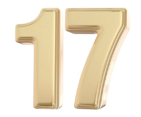 3d number 17 gold