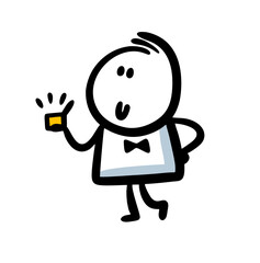 Cute artistic man with the small gigt box with ring.