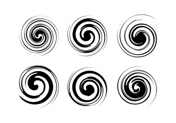 black and white spiral swirl, twisted swirl silhouette on white background