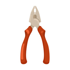 pliers, Construction instrument, cartoon illustration. Building tools or service. Trowel, hummer, screwdriver, rule isolated on white background