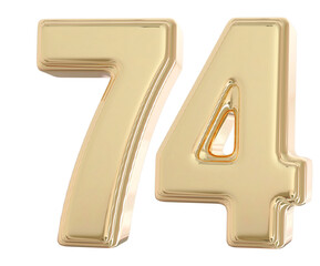 3d number 74 gold