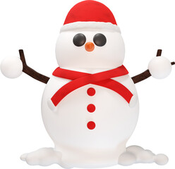 3d render cute happy snowman