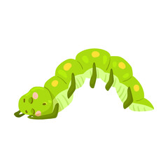 Cute caterpillar tired and sleeping, cartoon illustration. Funny little green worm with pretty face sleeping, reading book