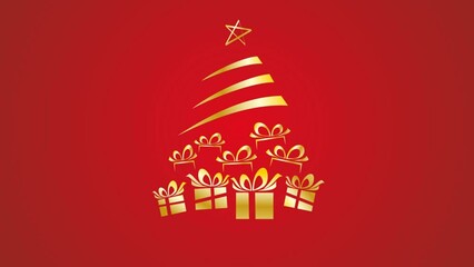 Gift boxes under the Christmas tree, winter shopping, discounts and promotions. Animated illustration