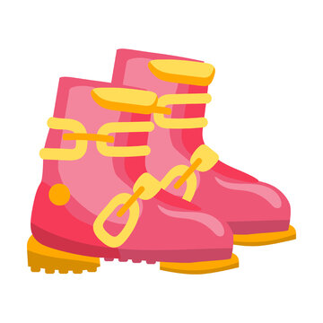 pink ski boots with yellow accents clip art preview