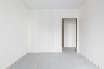 Empty concrete commercial space without finishing with partitions