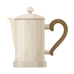 closed jug with shaped handle, coffeemaker. Vector illustrations of modern or retro equipment for espresso and moka drink
