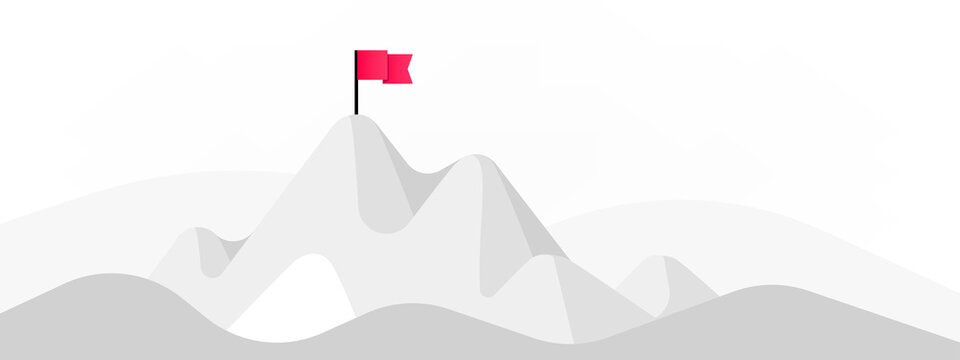 Mountains wtih red flag on peak illustration © tutti_frutti