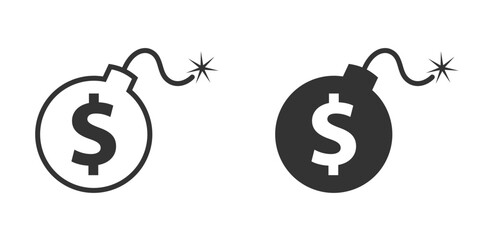 Bomb with a dollar icon. Vector illustration.
