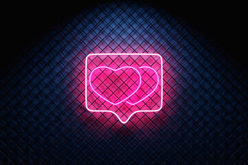 3d illustration realistic isolated neon heart sign in  speech bubble for decoration and covering on...