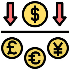 currency filled outline style icon