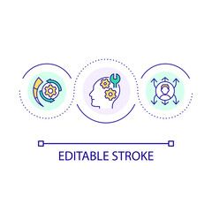 Growth mindset technique loop concept icon. Personal development process. Self improvement abstract idea thin line illustration. Isolated outline drawing. Editable stroke. Arial font used