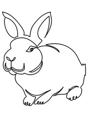 One line art rabbit, sitting bunny symbol of the year or Easter symbol