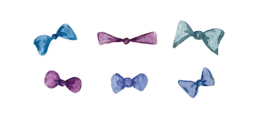 Watercolor festive, holiday, gift bow, ribbon, soft illustration, simple, cute, celebration