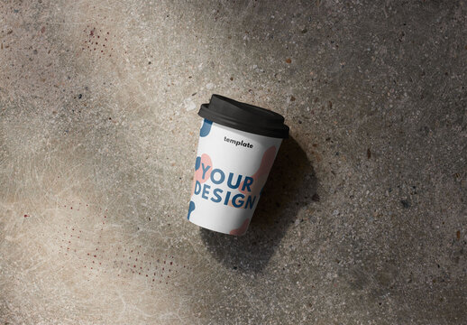 Overhead Image of a Paper Cup Mockup on a Concrete Background