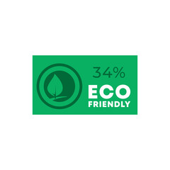 34% Eco-friendly green banner template Vector illustration.