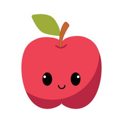 Cute fruit with kawaii eyes. Flat design vector illustration on white background