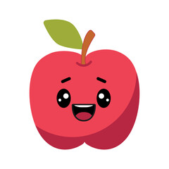 Cute fruit with kawaii eyes. Flat design vector illustration on white background