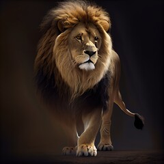 Fototapeta na wymiar Majestic lion, king of the animals. Ai generated photorealistic illustration. Is not based on any original image, character or person