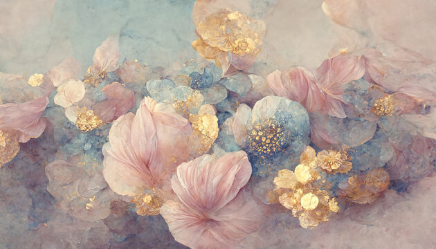 Fototapeta Flowers background. Abstract floral design for prints, postcards or wallpaper