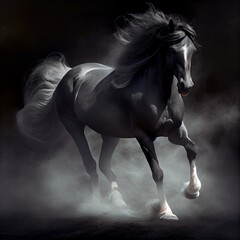 Obraz na płótnie Canvas Gorgeous white horse illustrated portrait, stunning illustration generated by Ai, is not based on any original image, character or person