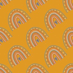 orange seamless pattern with rainbow for valentines's day