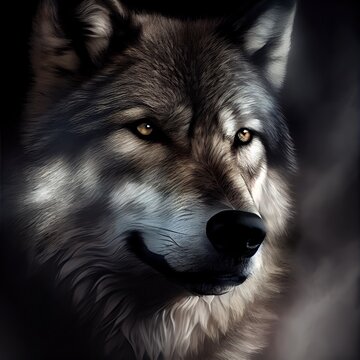 Stunning photorealistic portrait of the wolf, ai generated illustration
