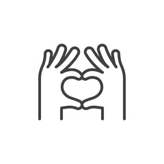 Hand heart gesture line icon