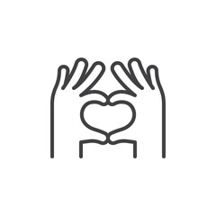 Hand heart gesture line icon