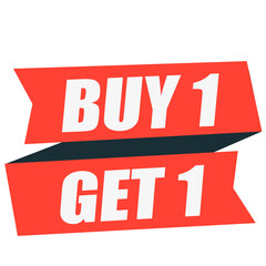 Buy 1 get 1 free promotion banner with ribbon