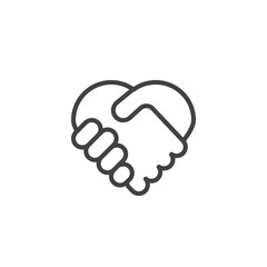 Heart shape handshake line icon