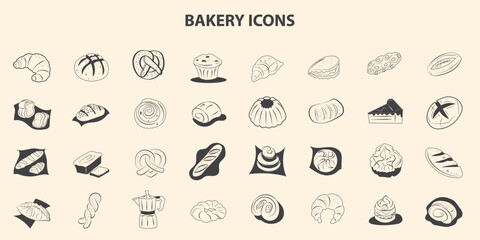 Bakery Bread set. Collection bread icons. 
