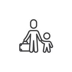 Refugees helping line icon