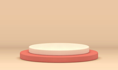 3d platform podium level cylinder foundation promo advertising stage realistic vector illustration