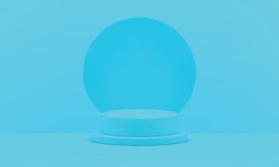 Blue 3d pedestal cylinder showcase foundation hole wall space geometric studio background vector