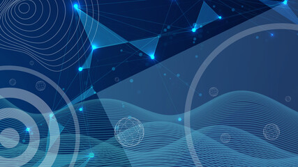 Abstract Background. Technology and internet Network connection for futuristic Science Innovation concept on Blue. digital , wireframe, copy space, cyber Space, banner, website - 3d Rendering