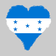 Honduras. colorful flag in heart shape with brush stroke style isolated on grey background