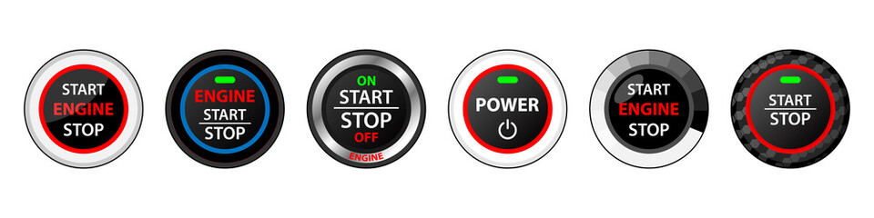 Set Engine start stop button illustration