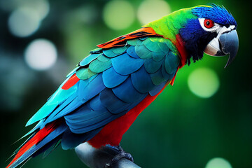 colorful parrot bird sitting on branch