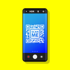 Scan QR code to Mobile Phone. Electronic , digital technology, barcode. Vector illustration.